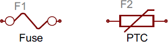 Fuse and PTC symbol