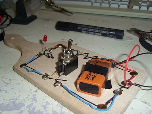 Circuit built on literal breadboard