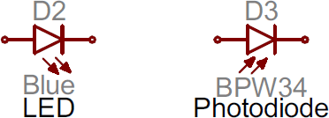 LED and Photodiode symbols